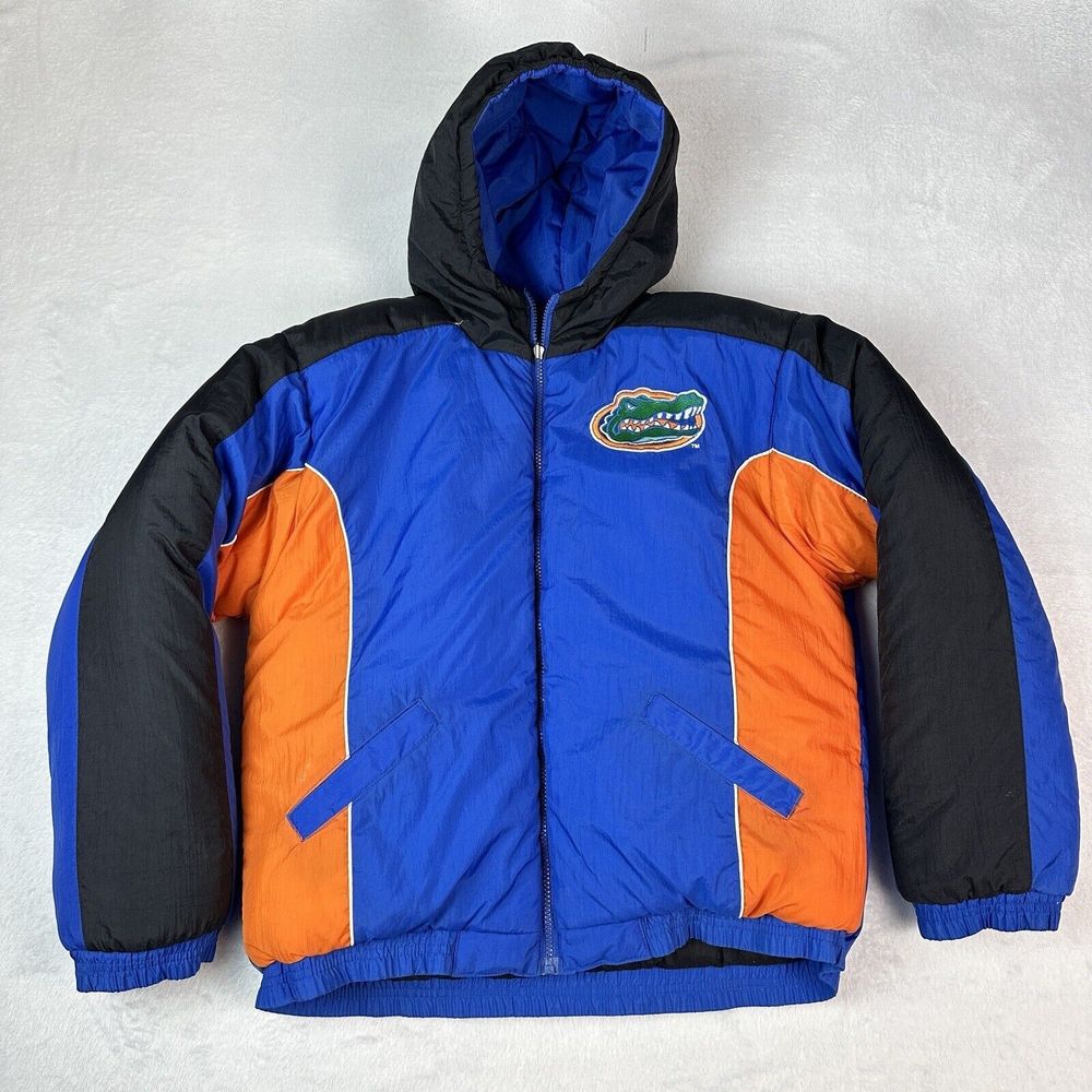 Vintage Florida Gators Jacket Youth Size Large Blue Reversible Hooded Puffer 90s